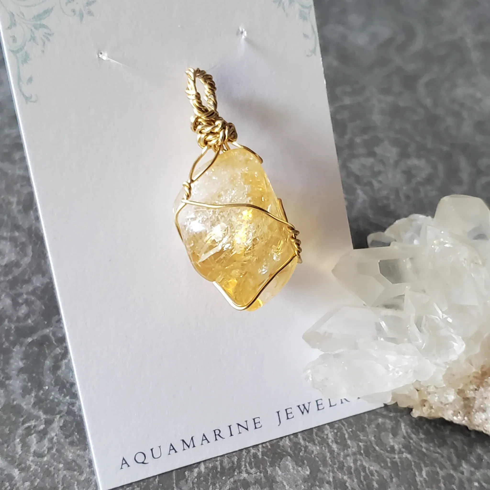 39mm x 20mm x 16mm Citrine Pendant