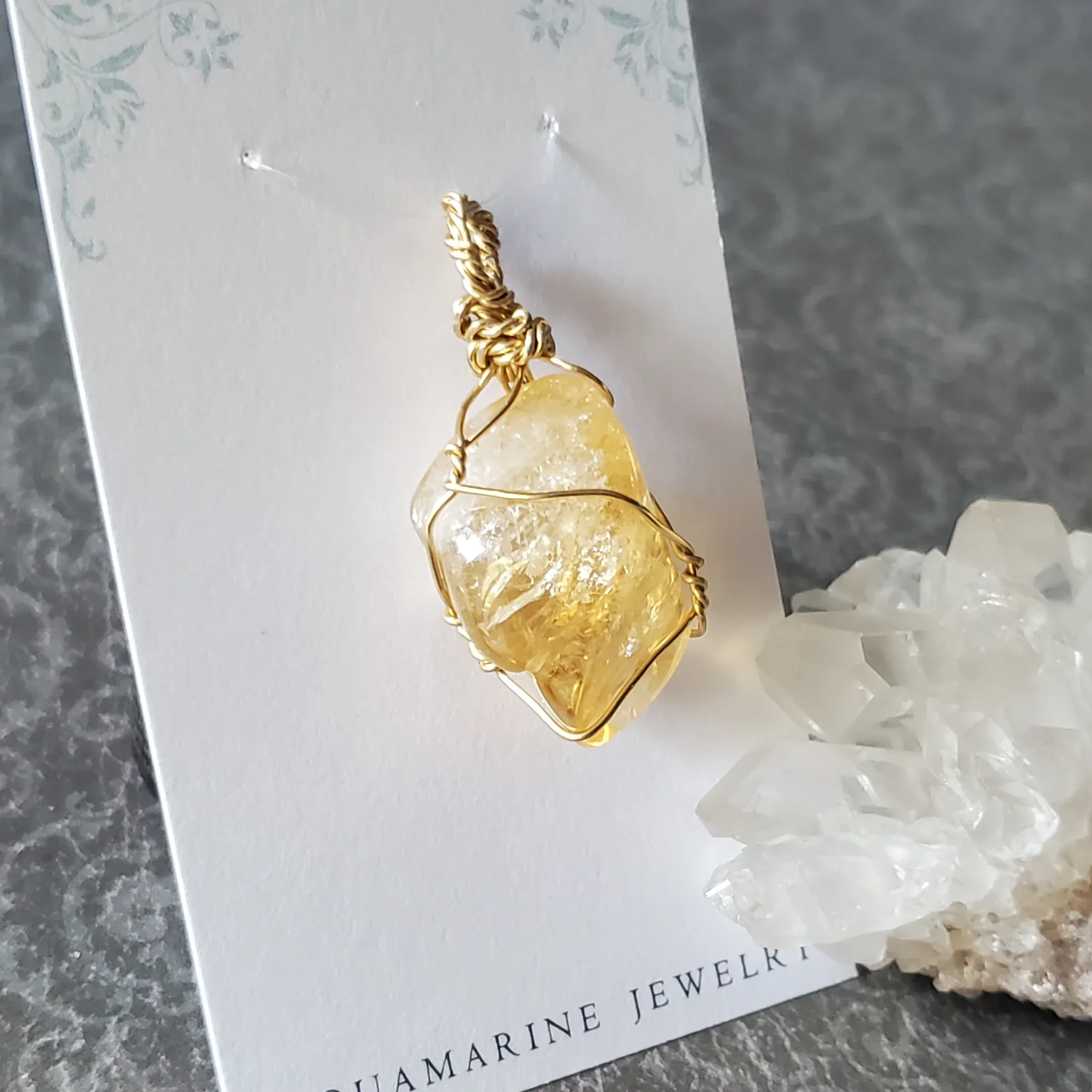 39mm x 20mm x 16mm Citrine Pendant (photo 3 of 10)