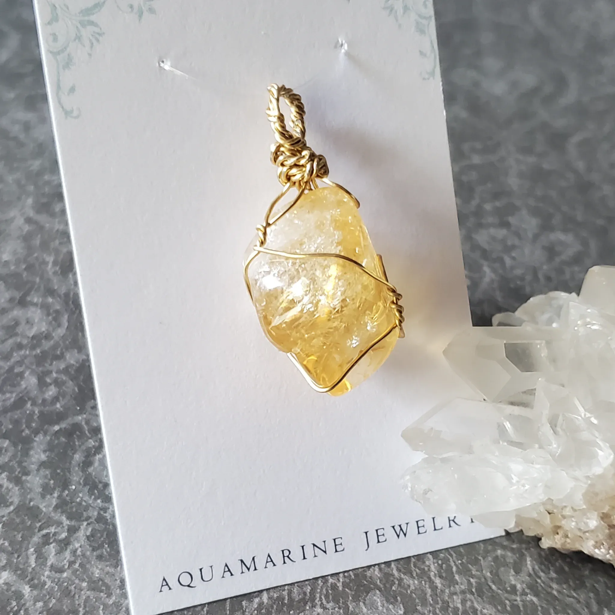 39mm x 20mm x 16mm Citrine Pendant (photo 4 of 10)