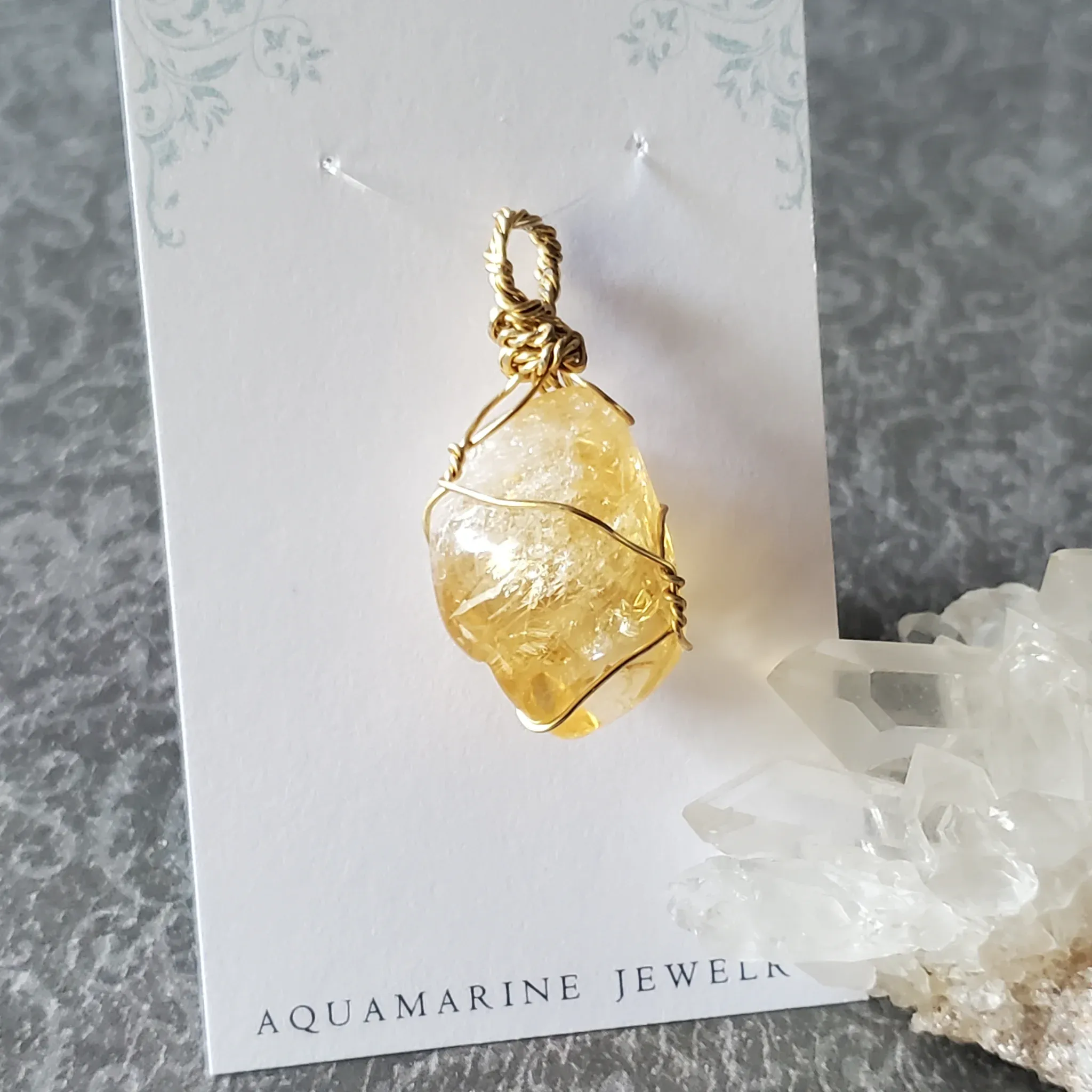 39mm x 20mm x 16mm Citrine Pendant (photo 5 of 10)