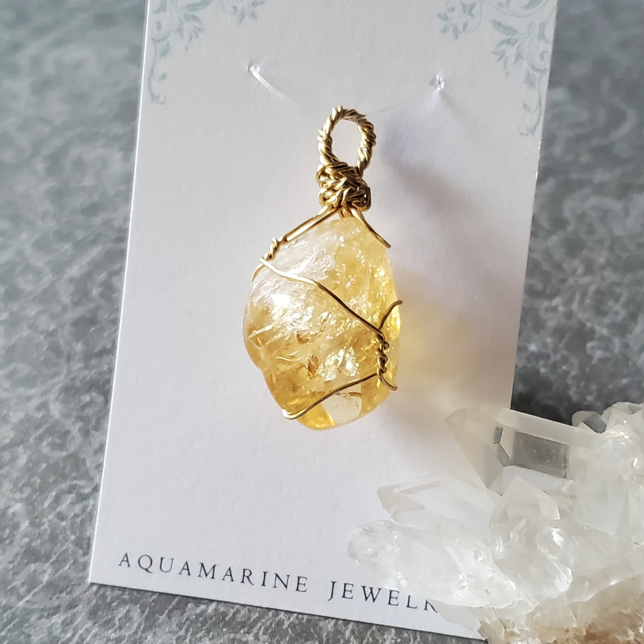 39mm x 20mm x 16mm Citrine Pendant (photo 7 of 10)