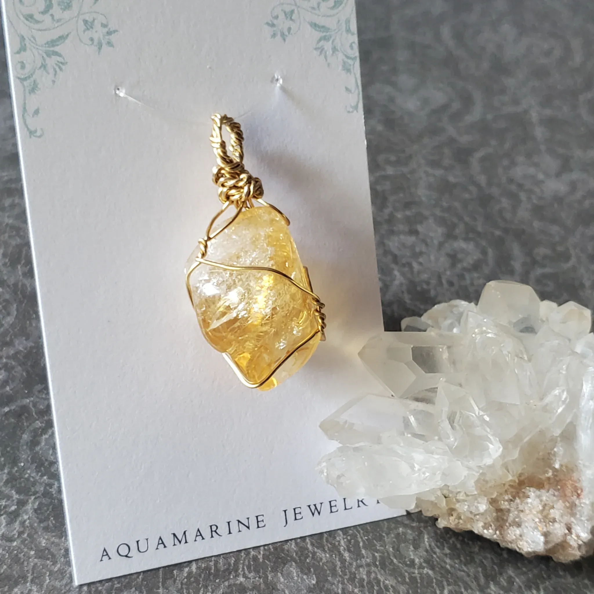39mm x 20mm x 16mm Citrine Pendant (photo 10 of 10)