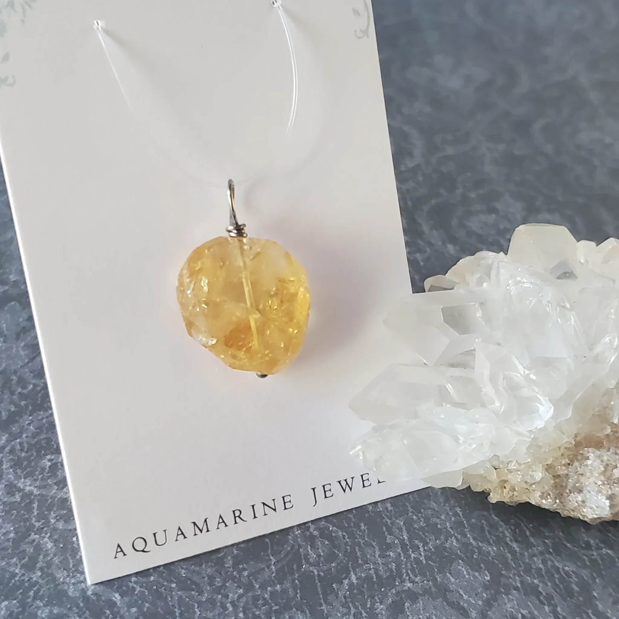 26mm x 17mm x 8mm Citrine Pendant