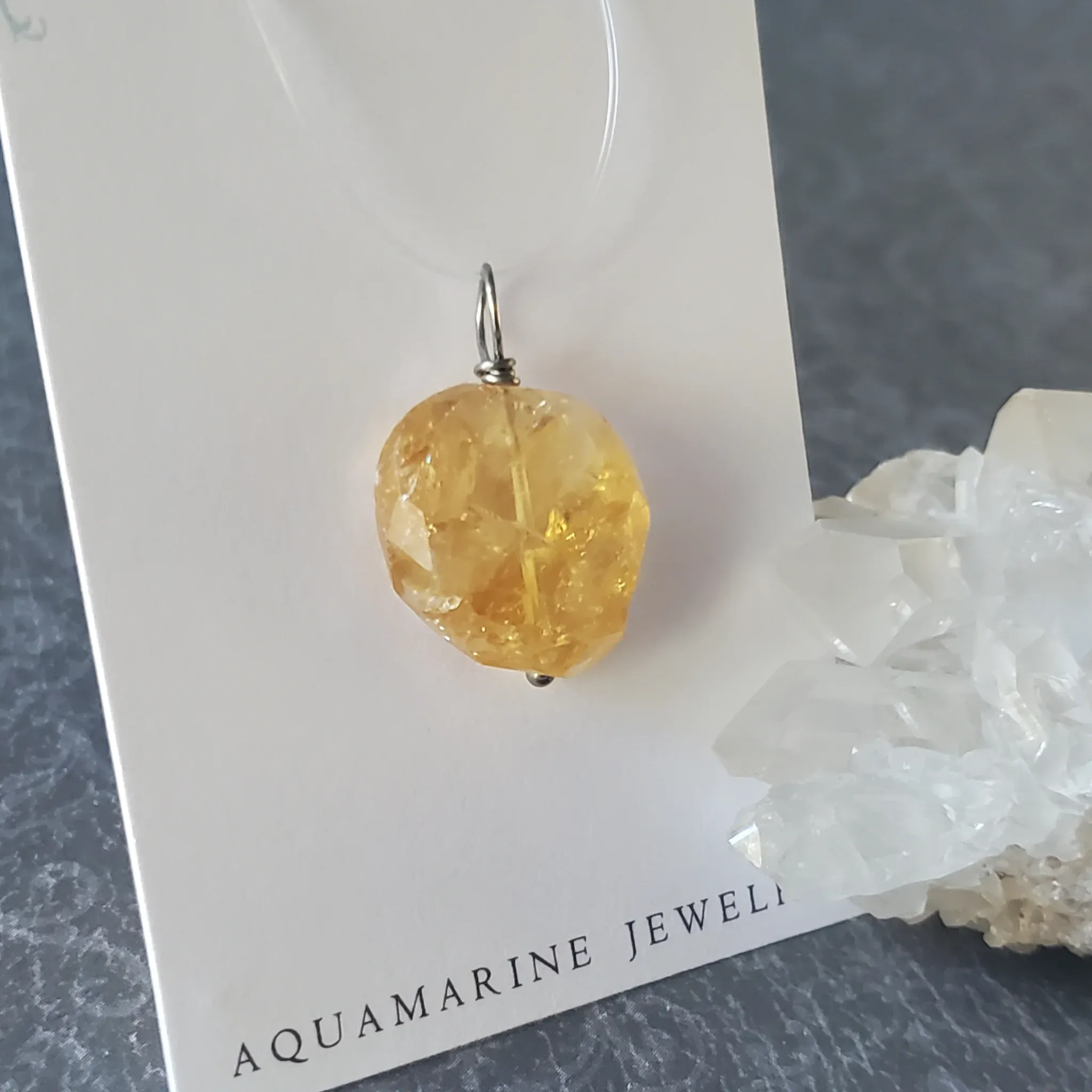 26mm x 17mm x 8mm Citrine Pendant (photo 3 of 10)