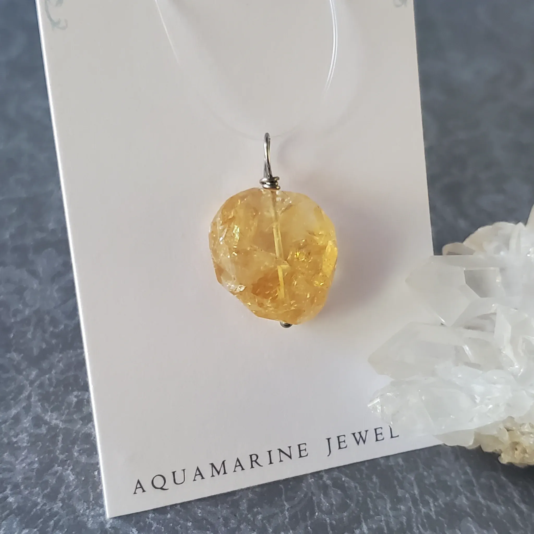 26mm x 17mm x 8mm Citrine Pendant (photo 4 of 10)