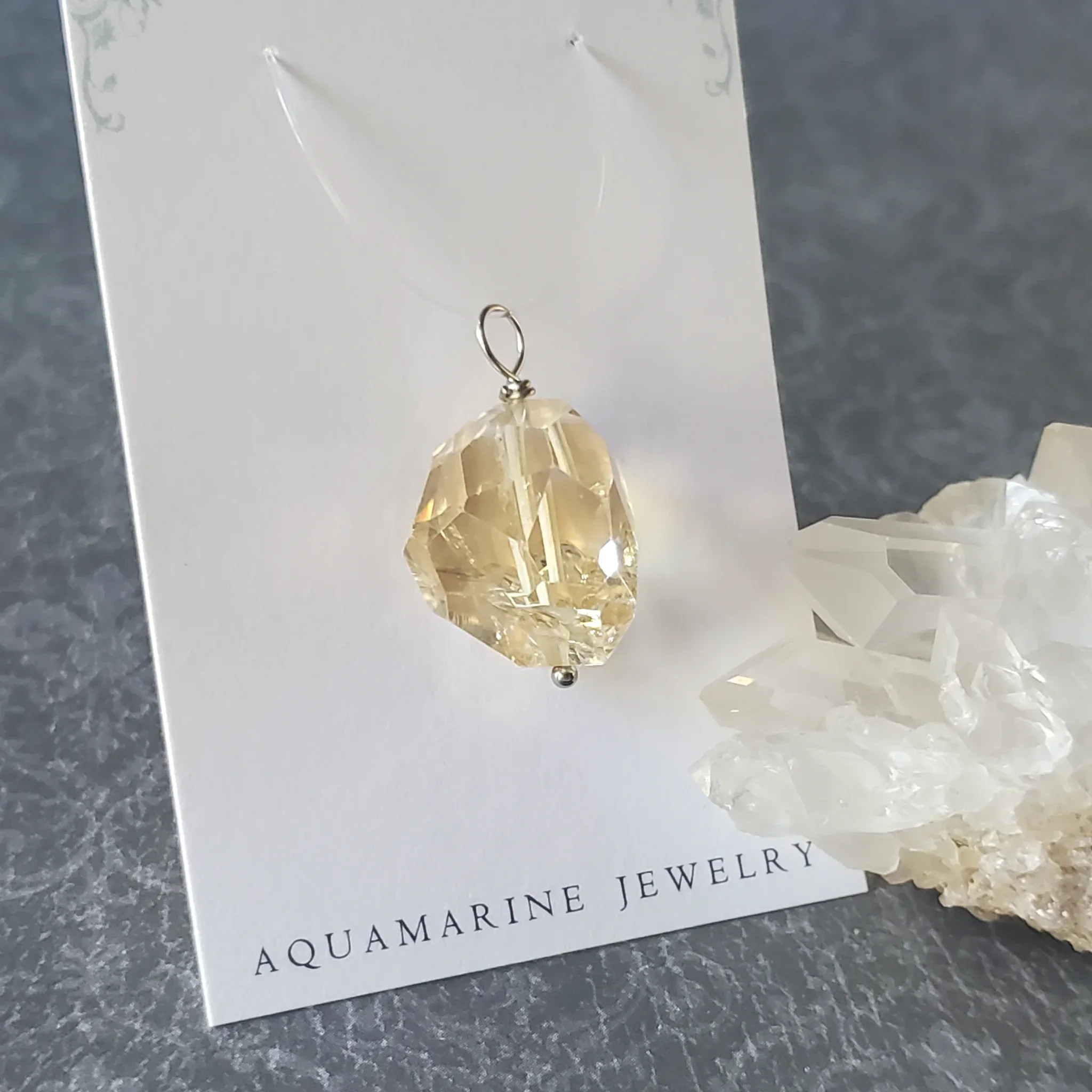 27mm x 16mm x 15mm Citrine Pendant (photo 4 of 12)