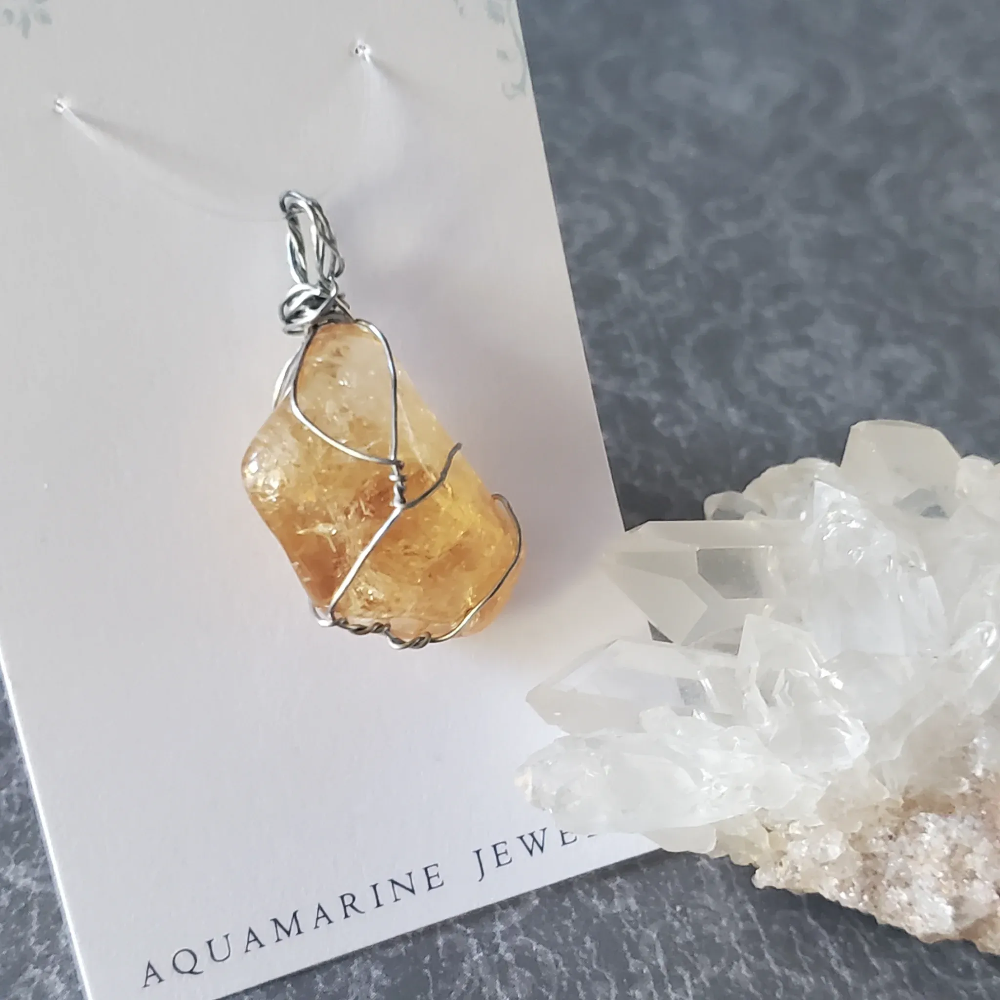 37mm x 21mm x 11mm Citrine Pendant