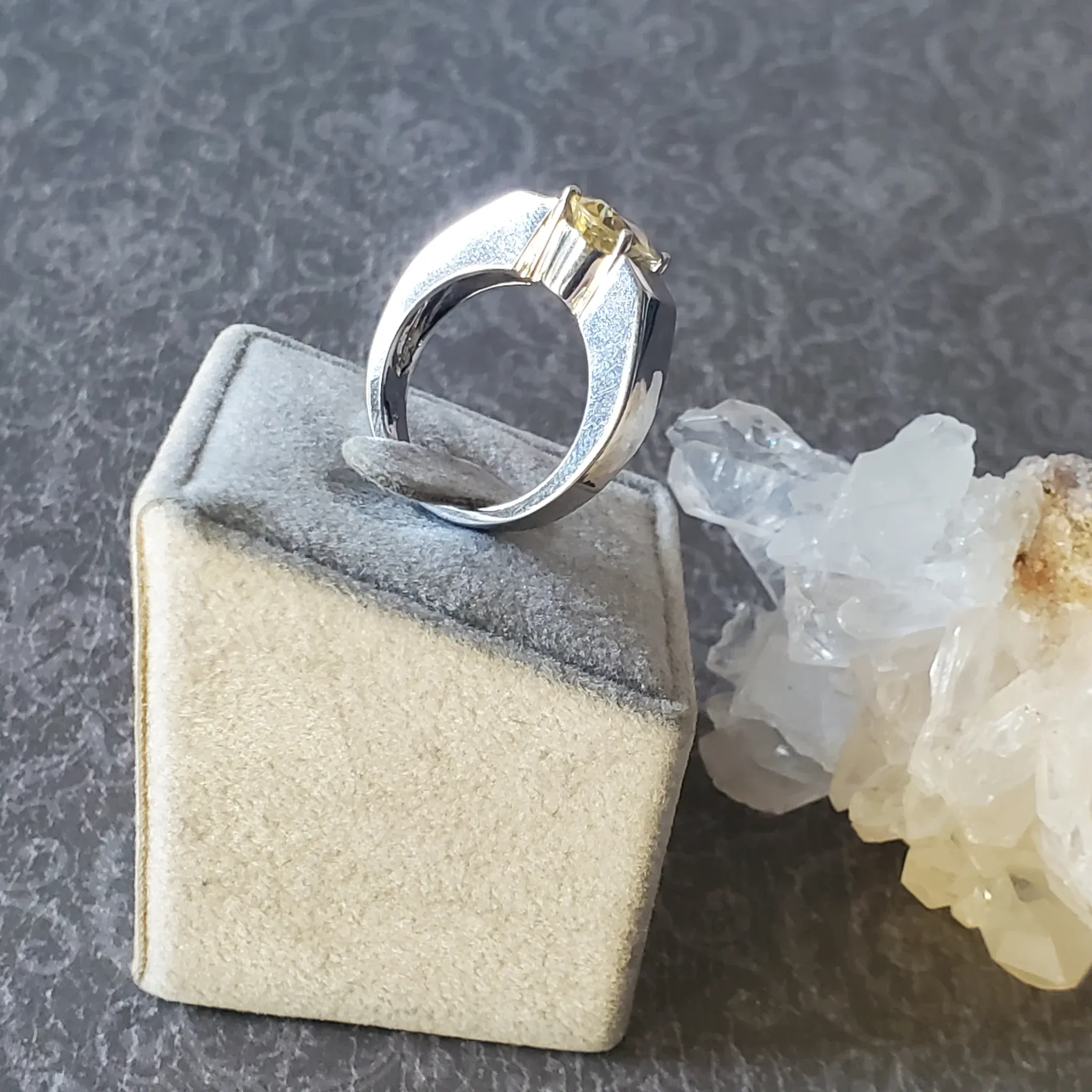 Yellow Beryl with Tourmaline Sterling Silver Ring (photo 4 of 9)