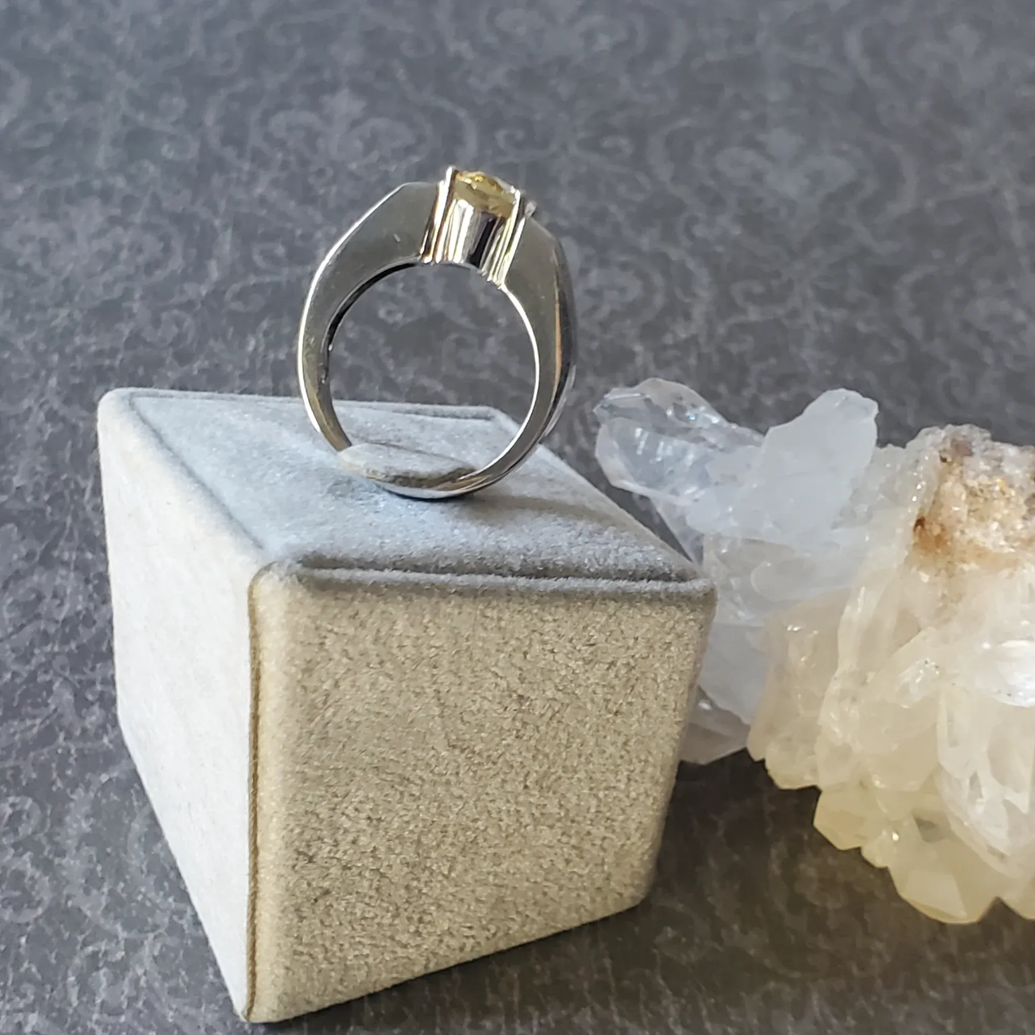 Yellow Beryl with Tourmaline Sterling Silver Ring (photo 5 of 9)