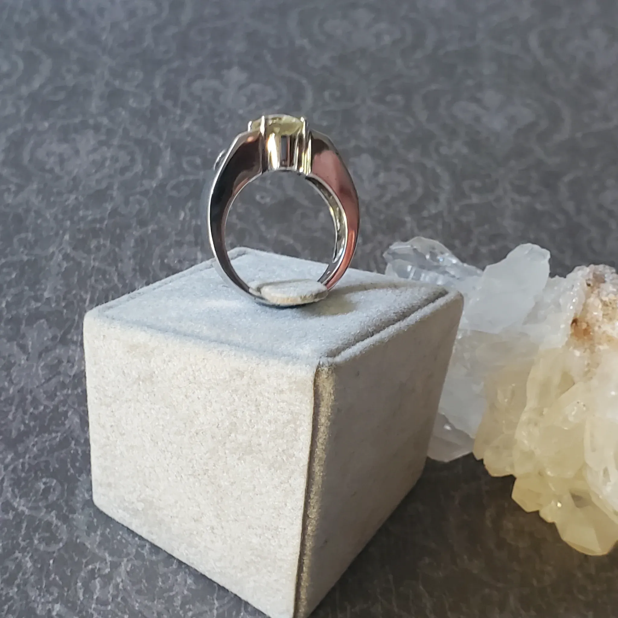 Yellow Beryl with Tourmaline Sterling Silver Ring (photo 6 of 9)