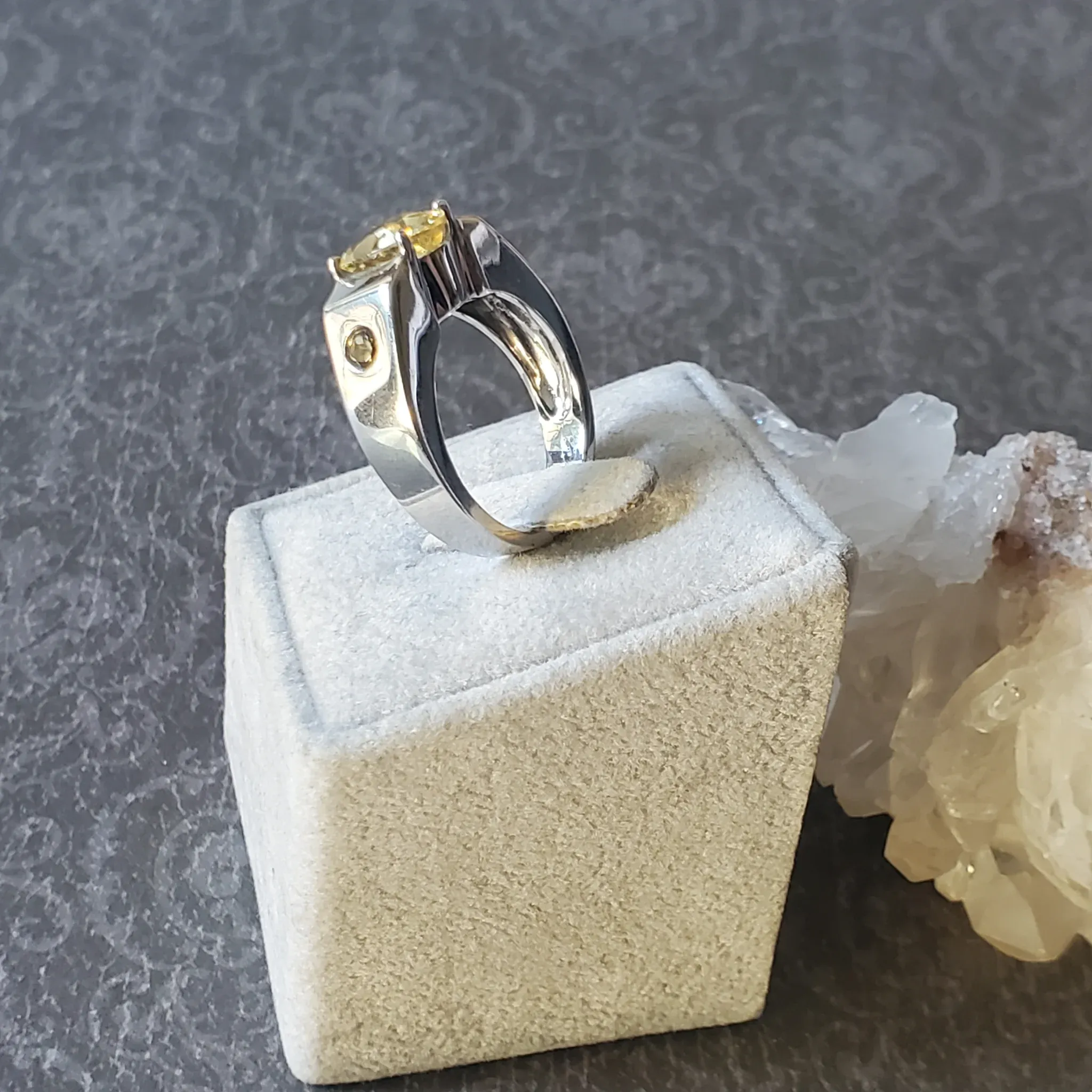 Yellow Beryl with Tourmaline Sterling Silver Ring (photo 7 of 9)