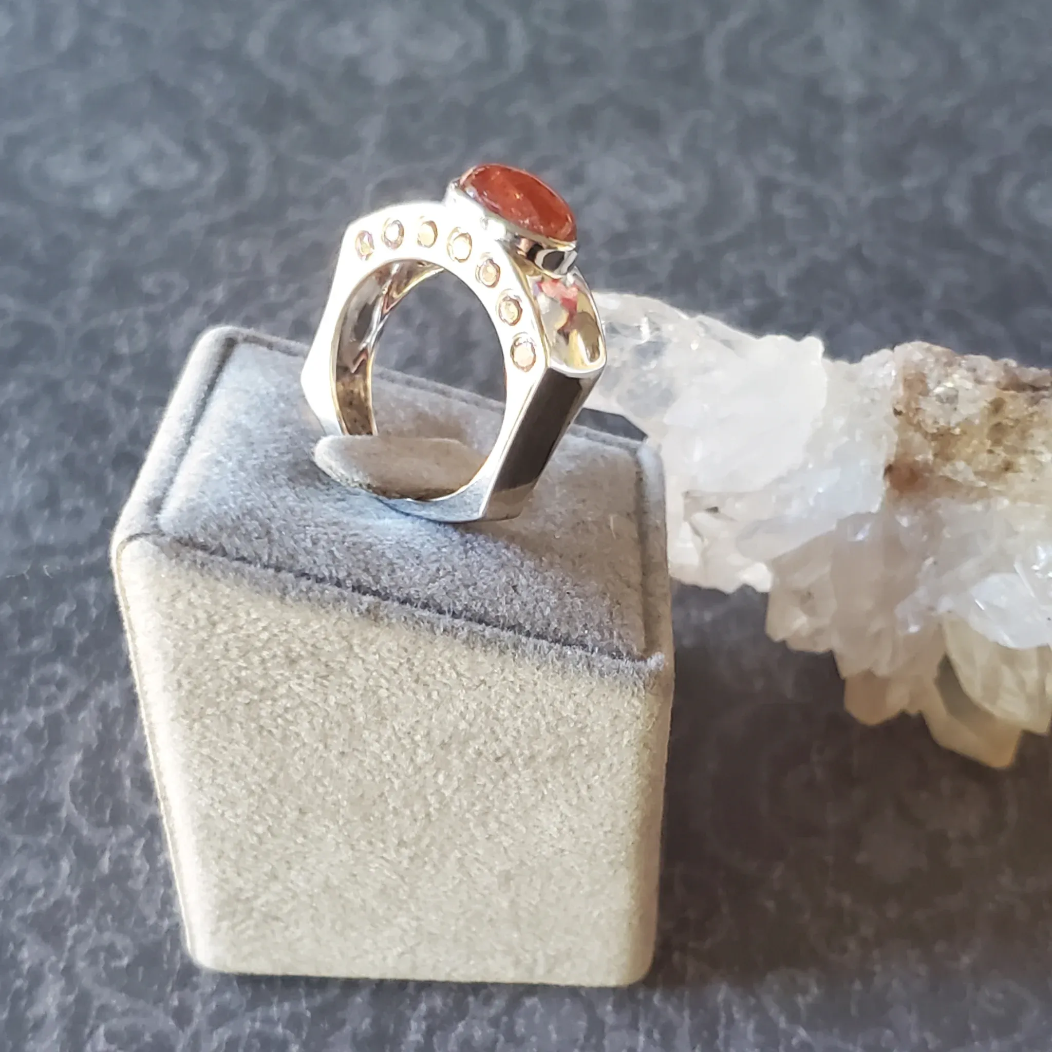 Sun Stone with Tourmaline Sterling Silver Ring (photo 3 of 10)