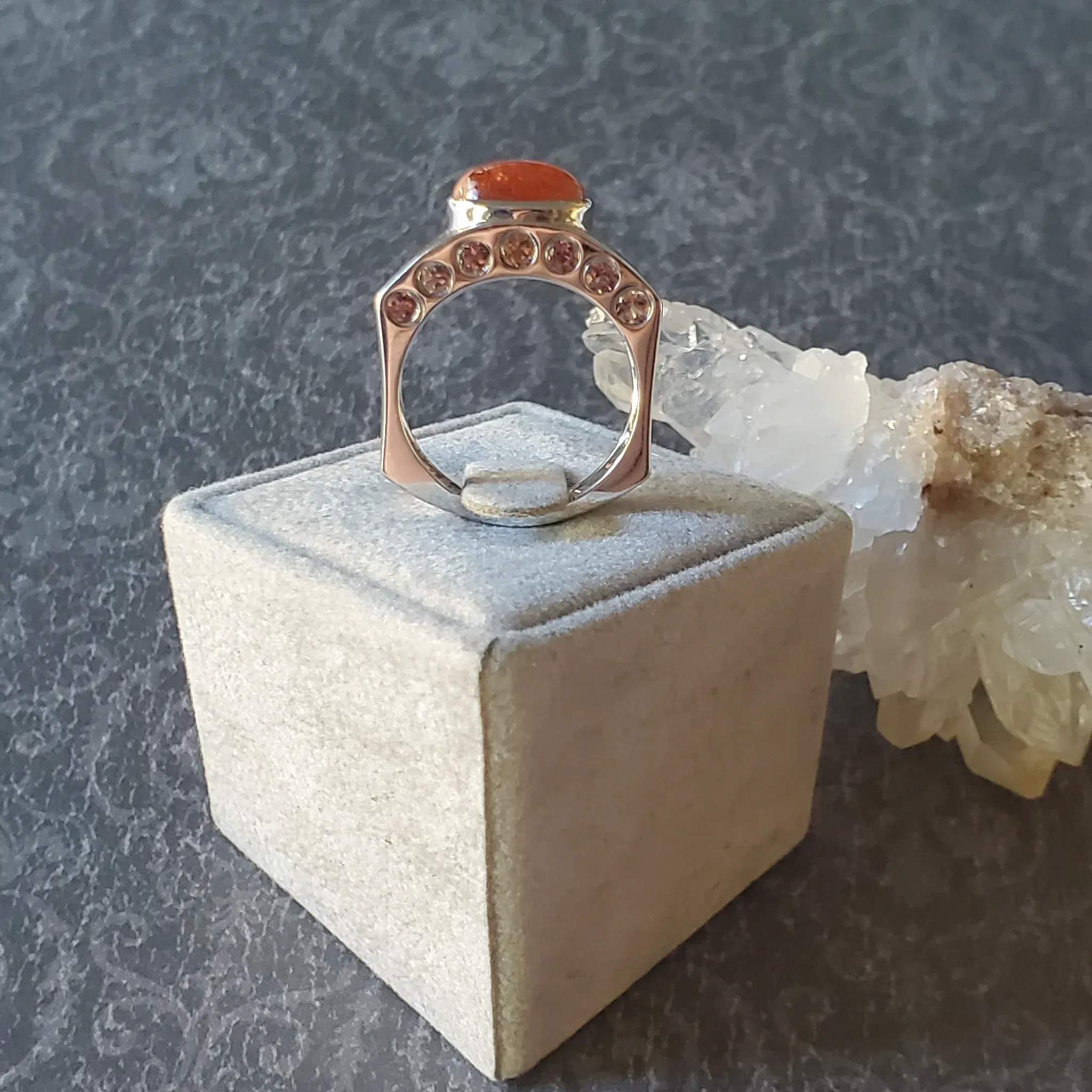 Sun Stone with Tourmaline Sterling Silver Ring (photo 4 of 10)