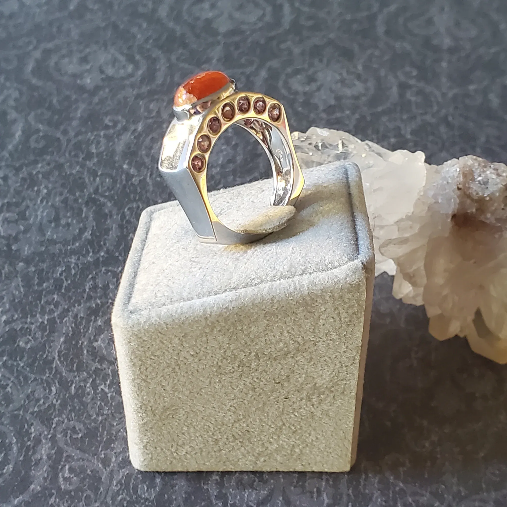 Sun Stone with Tourmaline Sterling Silver Ring (photo 5 of 10)