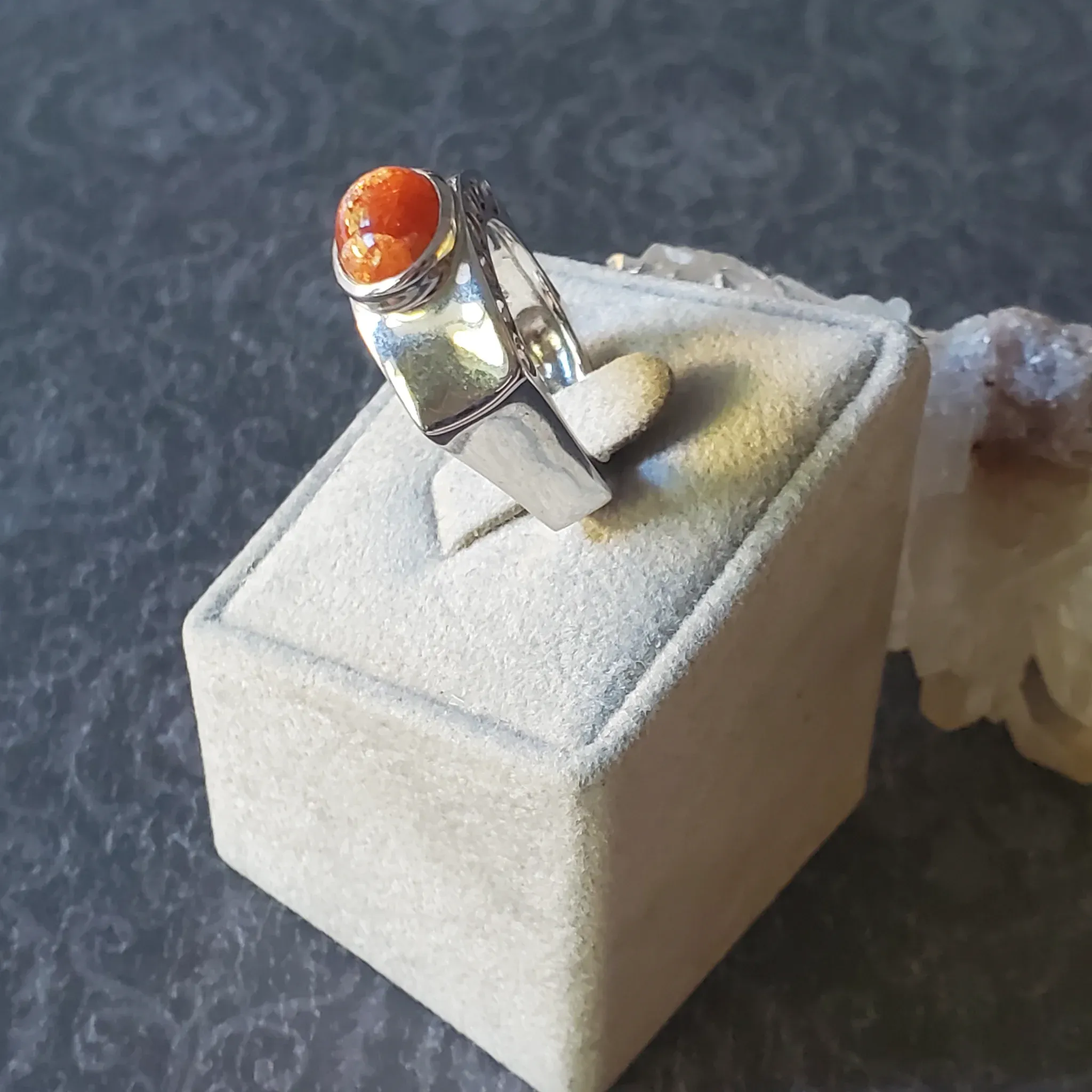 Sun Stone with Tourmaline Sterling Silver Ring (photo 6 of 10)