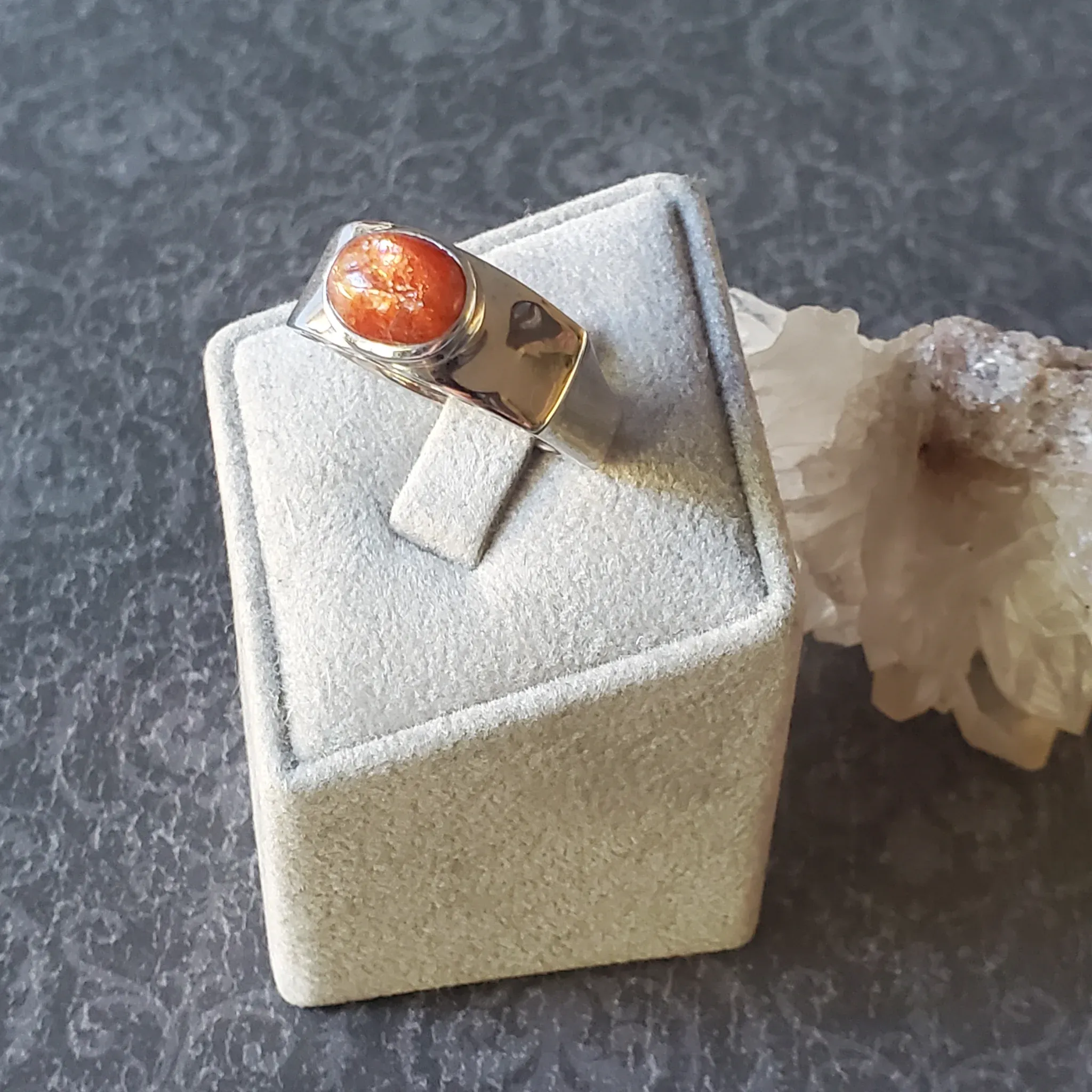 Sun Stone with Tourmaline Sterling Silver Ring (photo 7 of 10)