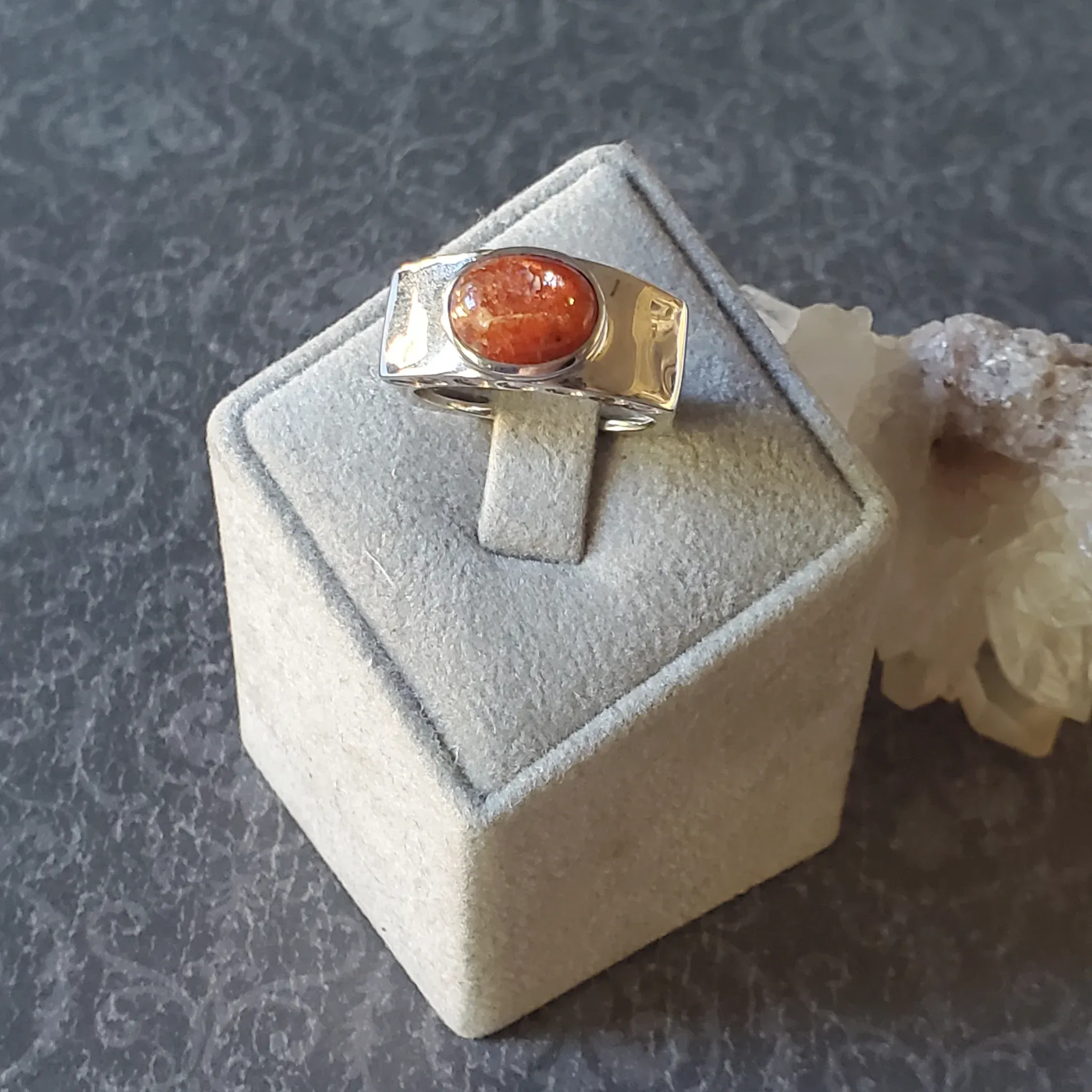 Sun Stone with Tourmaline Sterling Silver Ring (photo 8 of 10)