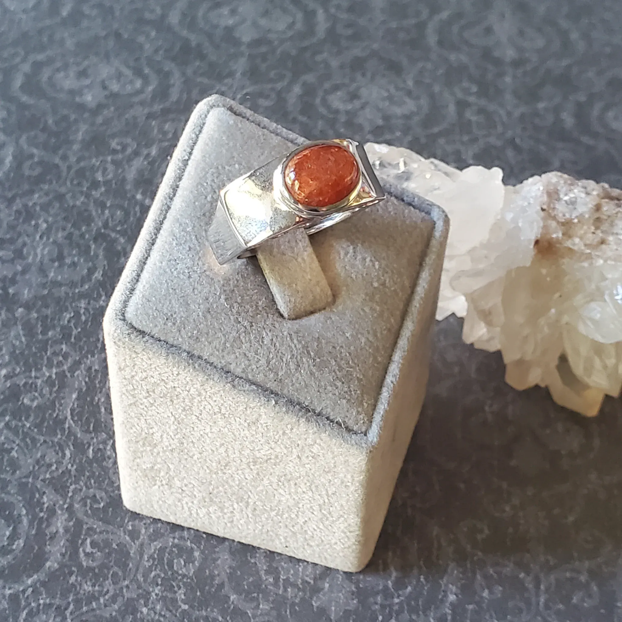 Sun Stone with Tourmaline Sterling Silver Ring (photo 9 of 10)