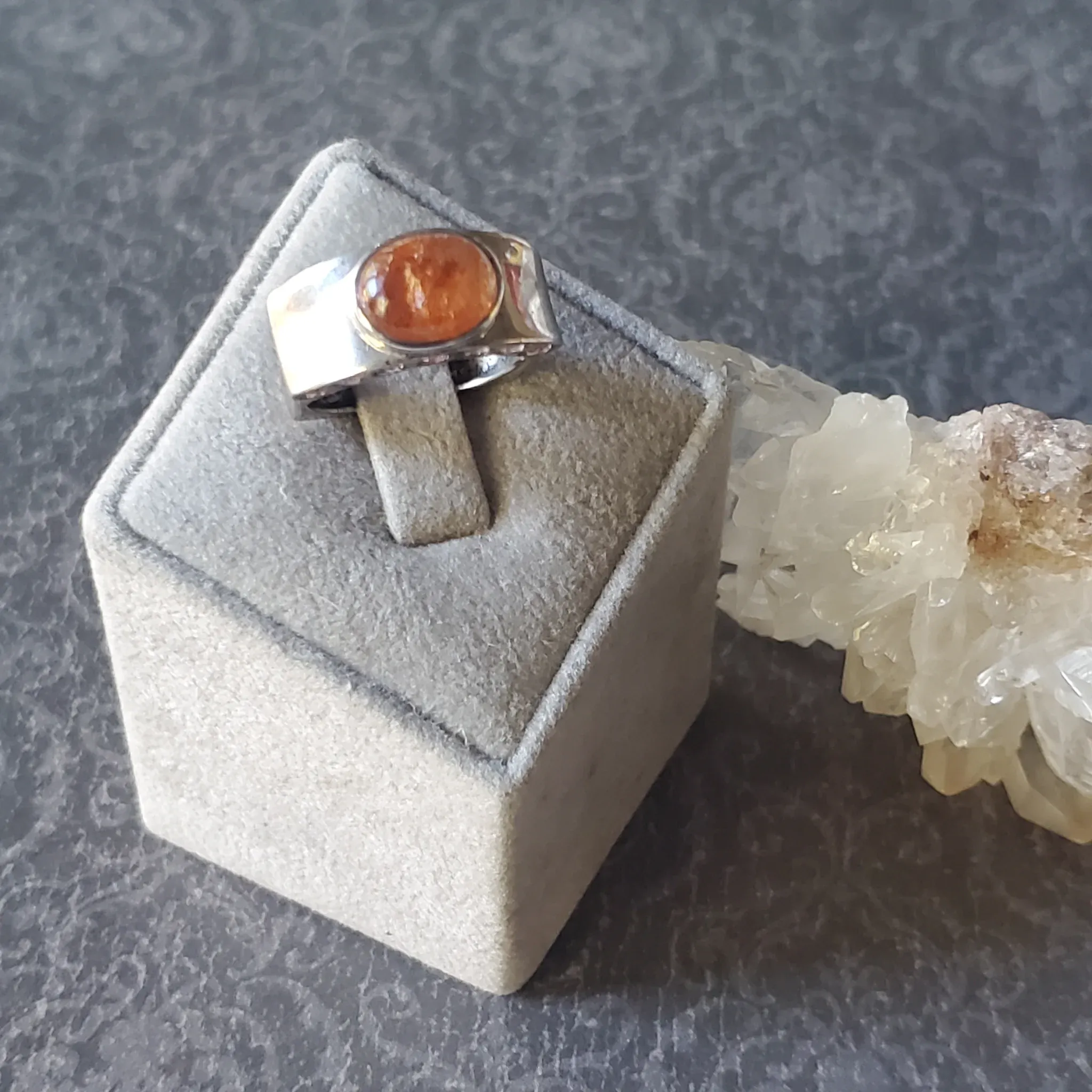 Sun Stone with Tourmaline Sterling Silver Ring