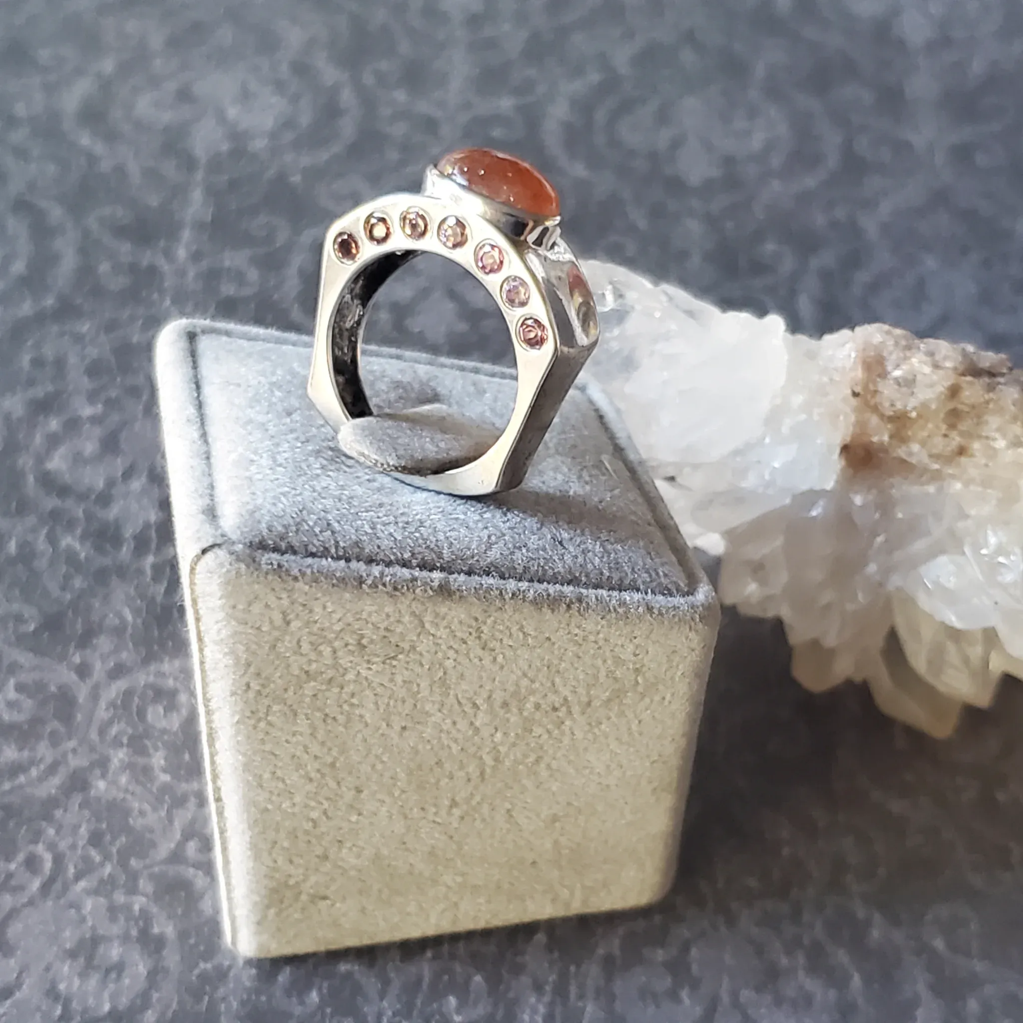 Sun Stone with Tourmaline Sterling Silver Ring (photo 3 of 9)