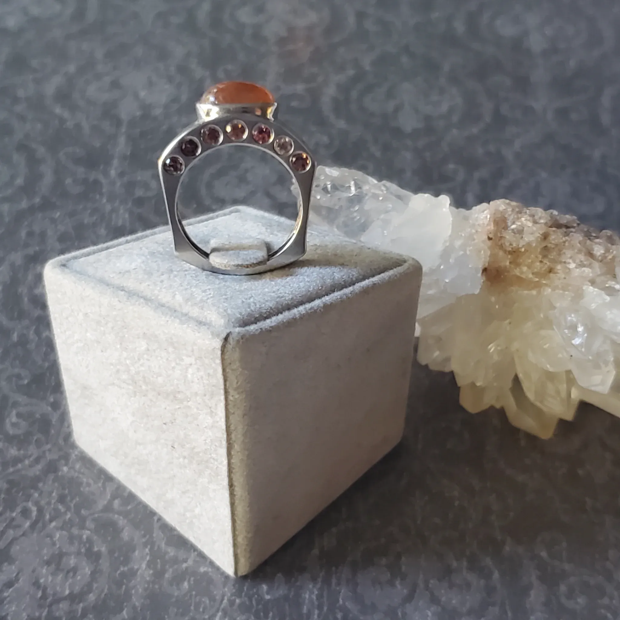 Sun Stone with Tourmaline Sterling Silver Ring (photo 4 of 9)