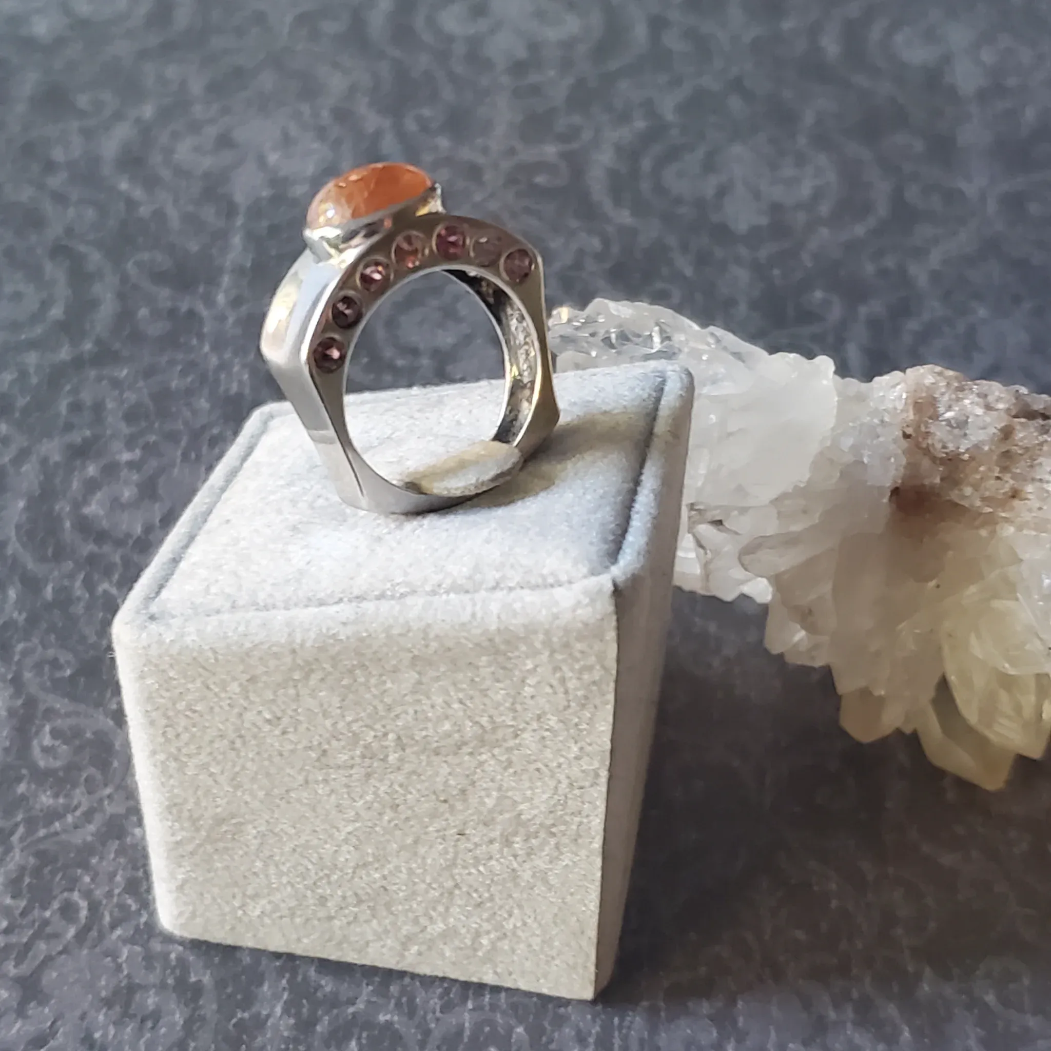 Sun Stone with Tourmaline Sterling Silver Ring (photo 5 of 9)