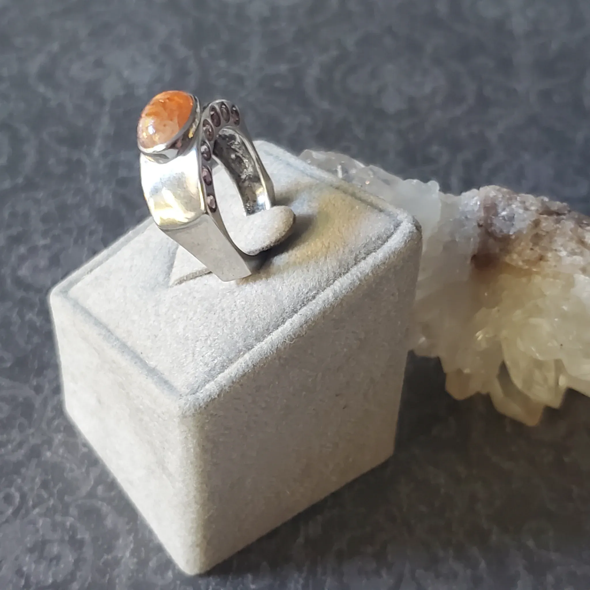 Sun Stone with Tourmaline Sterling Silver Ring (photo 6 of 9)