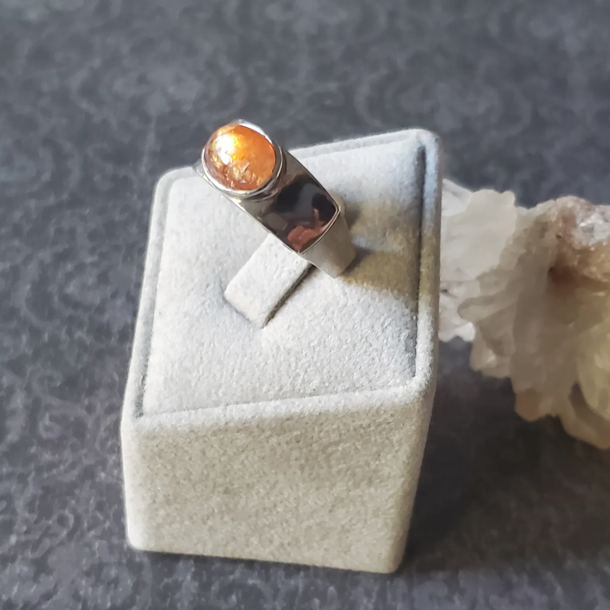 Sun Stone with Tourmaline Sterling Silver Ring (photo 7 of 9)