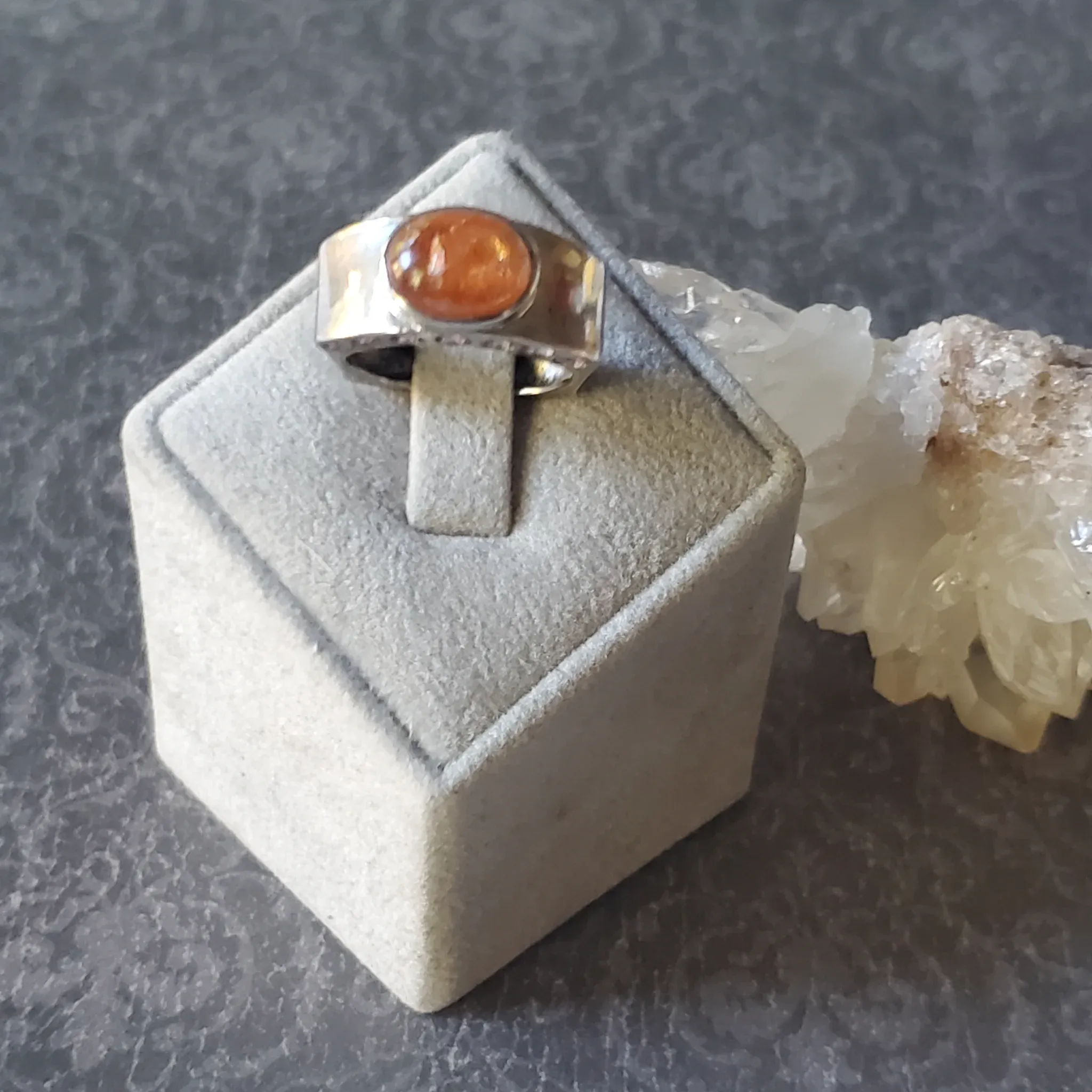 Sun Stone with Tourmaline Sterling Silver Ring (photo 8 of 9)